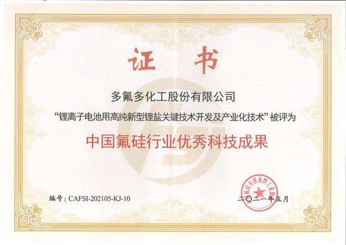 以科技创新引领高质量发展多氟多荣获氟硅行业多项科技奖项